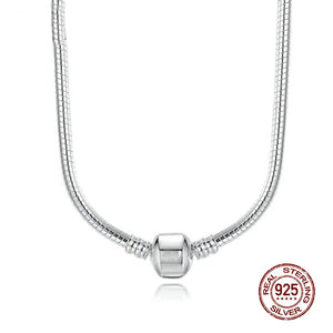 Original 925 Sterlin Silver Snake Chain Necklace Secure Ball Clasp Beads Charms Chocker Necklace For Women Wedding DIY Jewelry