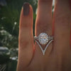 Trendy Luxury Creative V Shape Design New Women Rings Dazzling Silver Color Zircon Female Accessories Engagement Party Jewelry