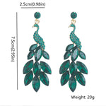 Load image into Gallery viewer, FYUAN Vintage Green Peacock Crystal Earrings for Women Long Tassel Earring Weddings Jewelry
