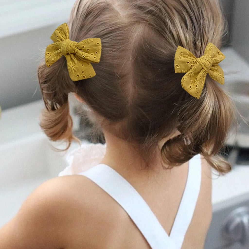 4Pcs/set Solid Hair Bows Clips For Baby Girls Cotton Bowknot Hairpins Barrette New Headwear Bow Clips Kids Hair Accessories Gift