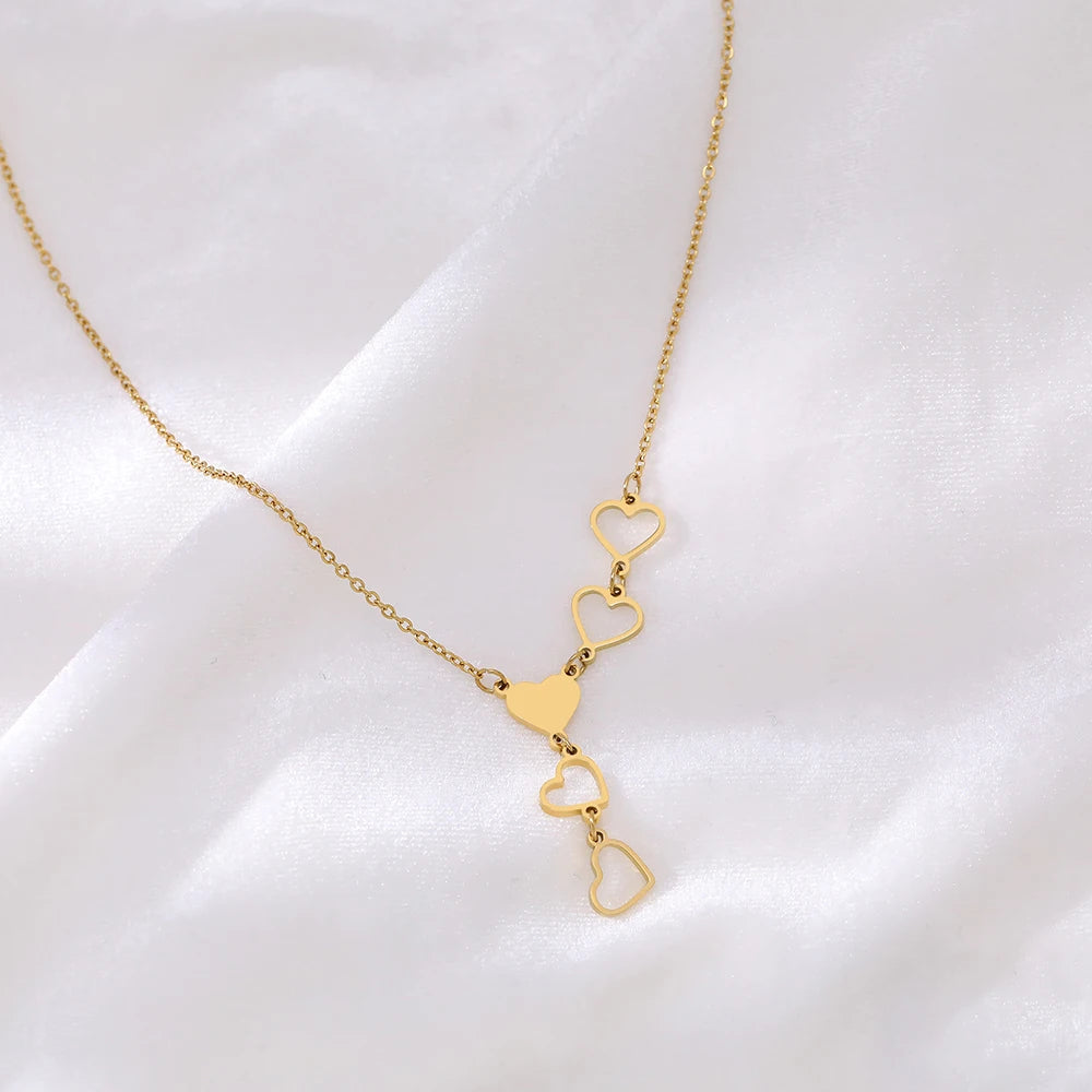 Stainless Steel Necklaces Light Luxury Elegant Delicate Heart Pendant Charm Chain Korean Fashion Necklace For Women Jewelry Gift