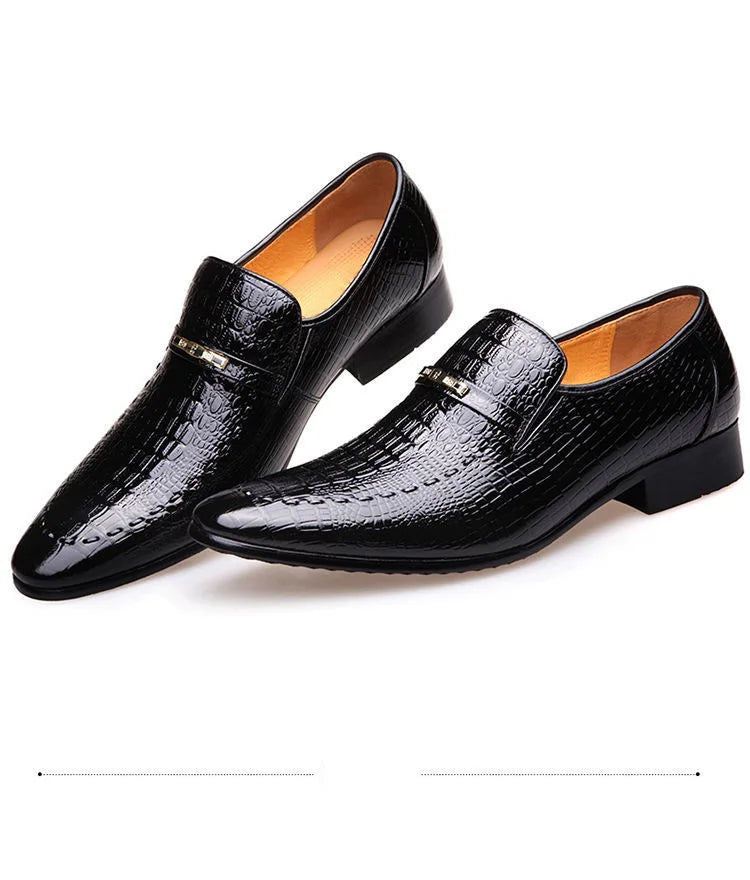 Mens PU Leather Shoes Luxury Crocodile Pattern Men Business Dress Shoes Casual Social Shoe Male Wedding Footwear Zapatos Hombre