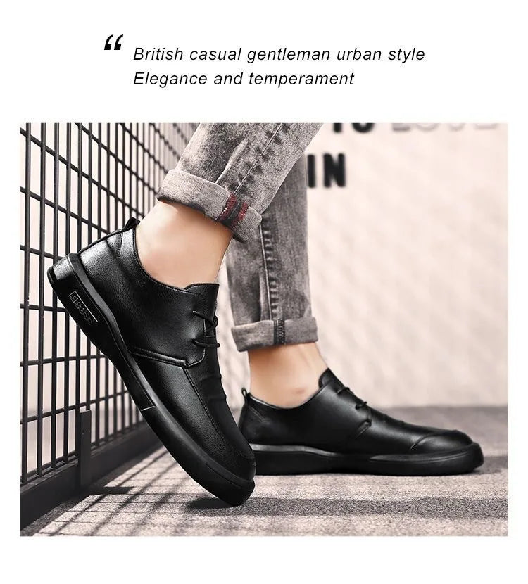 Shoes Casual Men Leather Big Toe Soft Sole Dress Versatile Business Lace-Up Summer Breathable Style 2023