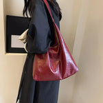 Load image into Gallery viewer, Soft PU Leather Quality Underarm Bag Vintage Wine Red Ladies Shoulder Bag Commuter Large Handbag 2pcs Women's Versatile Tote Bag
