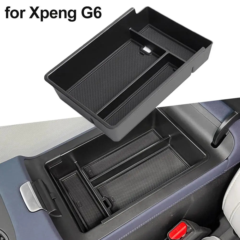 For Xpeng G6 Car Center Console Tray Armrest Storage Box Accessories Black Stowing Tidying Organizer Accessories Interior C N1W9