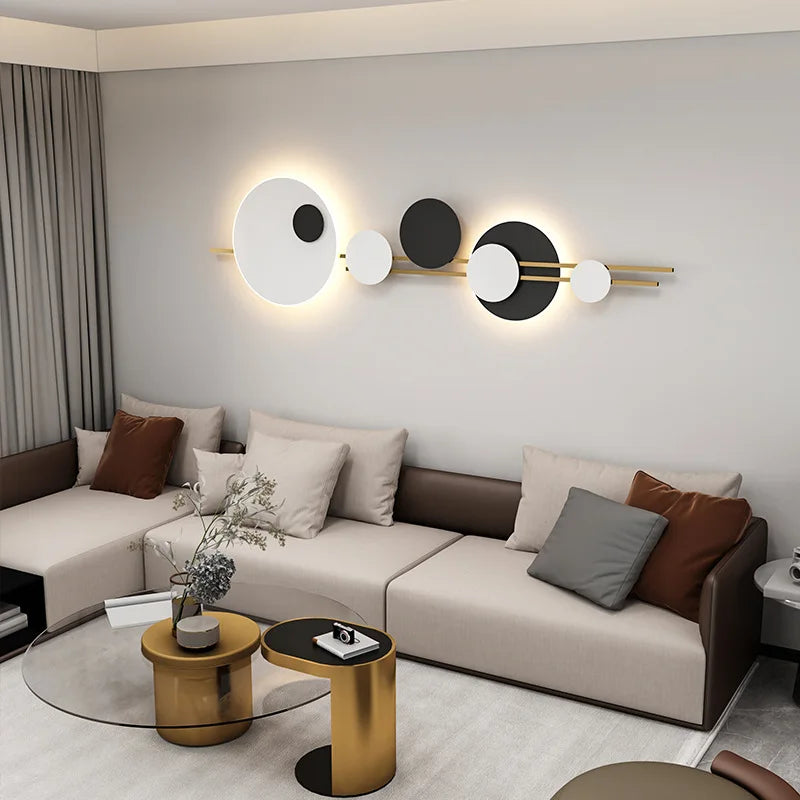 Modern White Black Metal LED Wall Lamp For Foyer Hall Office Shop Dining Room 3 Changeable Dimming 120cm Atmosphere Lighting