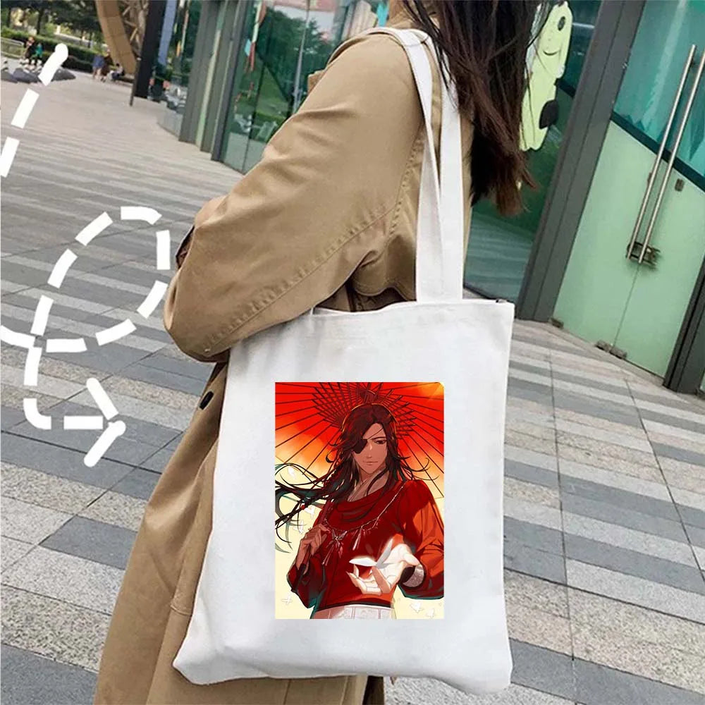 Anime Tian Guan Ci Fu Heaven Official's Blessing Canvas Shopper Tote Bag TGCF Hua Cheng XieLian The Ghost King Umbrella Handbags