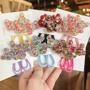 2Pcs/Set Cartoon Sequins Elastic Hair Bands For Girls Cute Rubber Bands Kids Hair Tie kawaii Hair Rope Children Hair Accessories