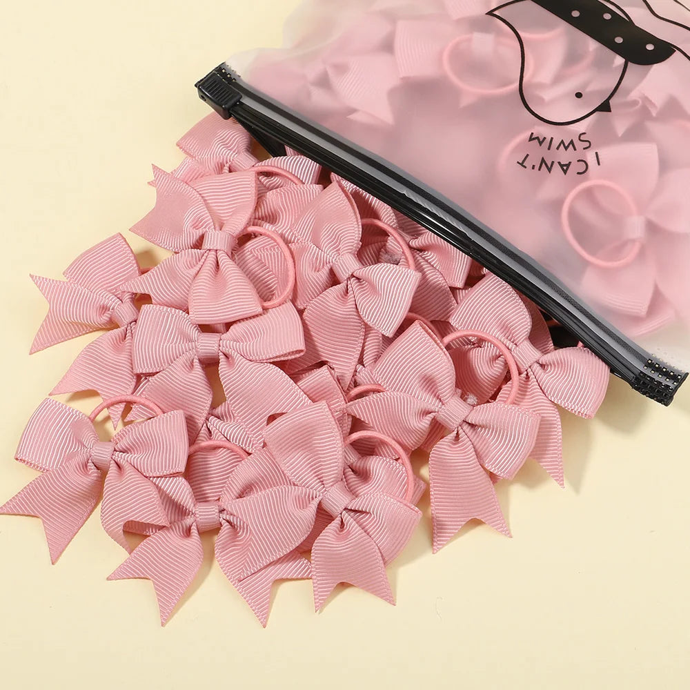 5/10/20Pcs Mini Solid Bows Elastic Hair Bands Kids Girls Small Rubber Band Hair Rope Ponytail Holder Headwear Hair Accessories