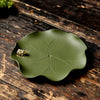 Lotus Leaves Coaster Kung Fu Teaware Accessories Cup Holder Handmade Frog Sculpture Tea Pet Home Desktop Decorative Ornament