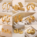 Load image into Gallery viewer, Stainless Steel Chic Heart Geometry Huggie Hoop Earrings Charm Gold Color Tarnish  Trendy Fashion Jewelry For Women Bijoux
