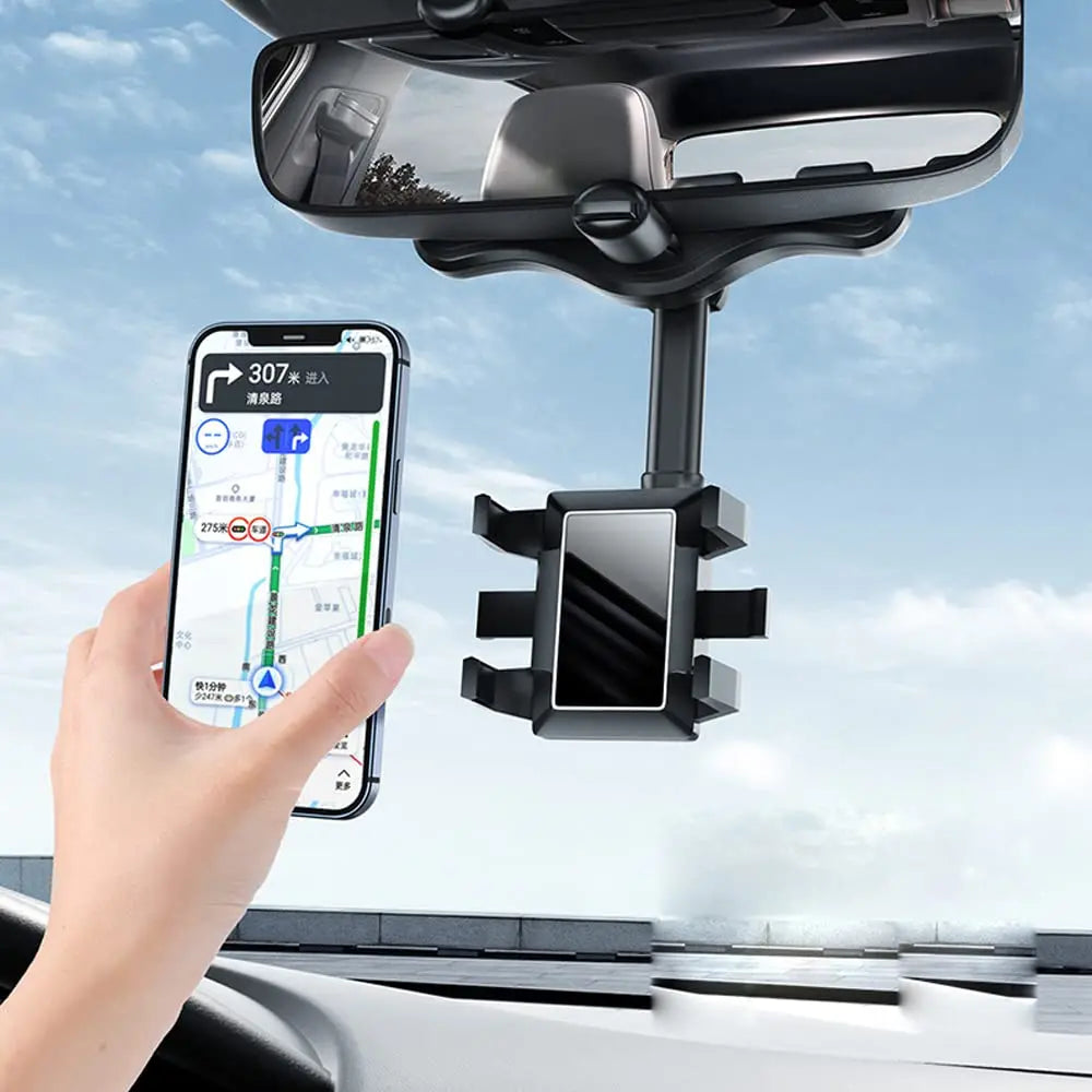 Universal Clip Rotatable and Retractable Car Phone Holder Rearview Mirror Driving Recorder Bracket GPS Mobile Phone Support