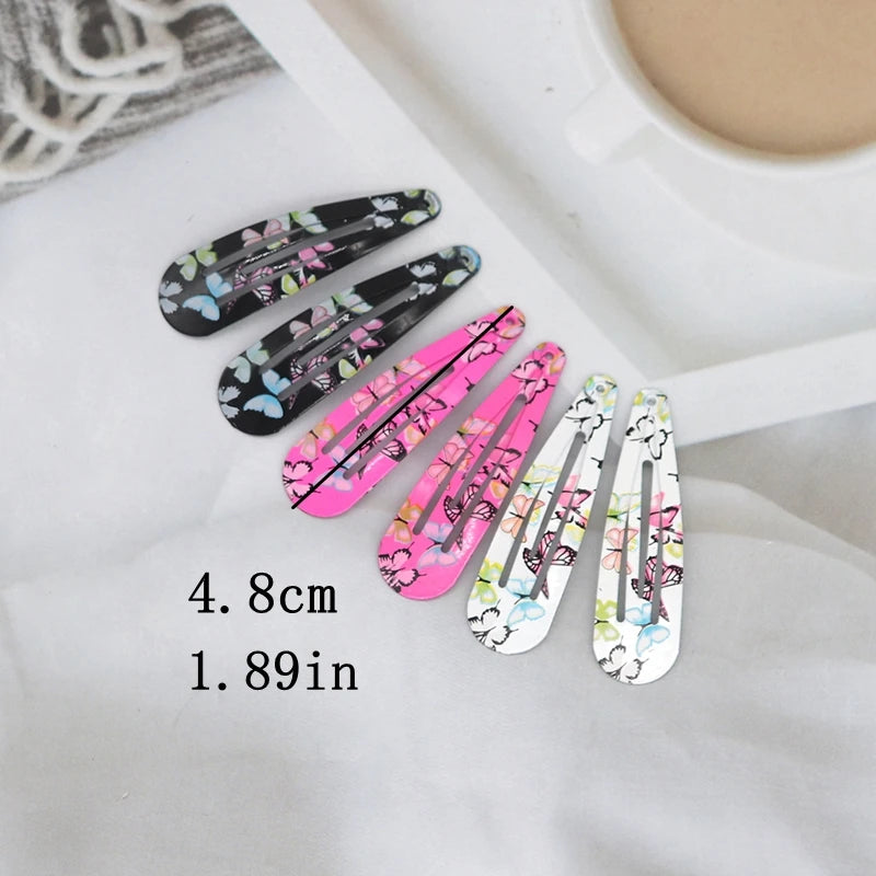 20-100Pcs Cute Colorful Waterdrop Alloy Hairpin Girls Snap Hair Clips For Kids Print Bb Hairgripe Headwear Baby Hair Accessories