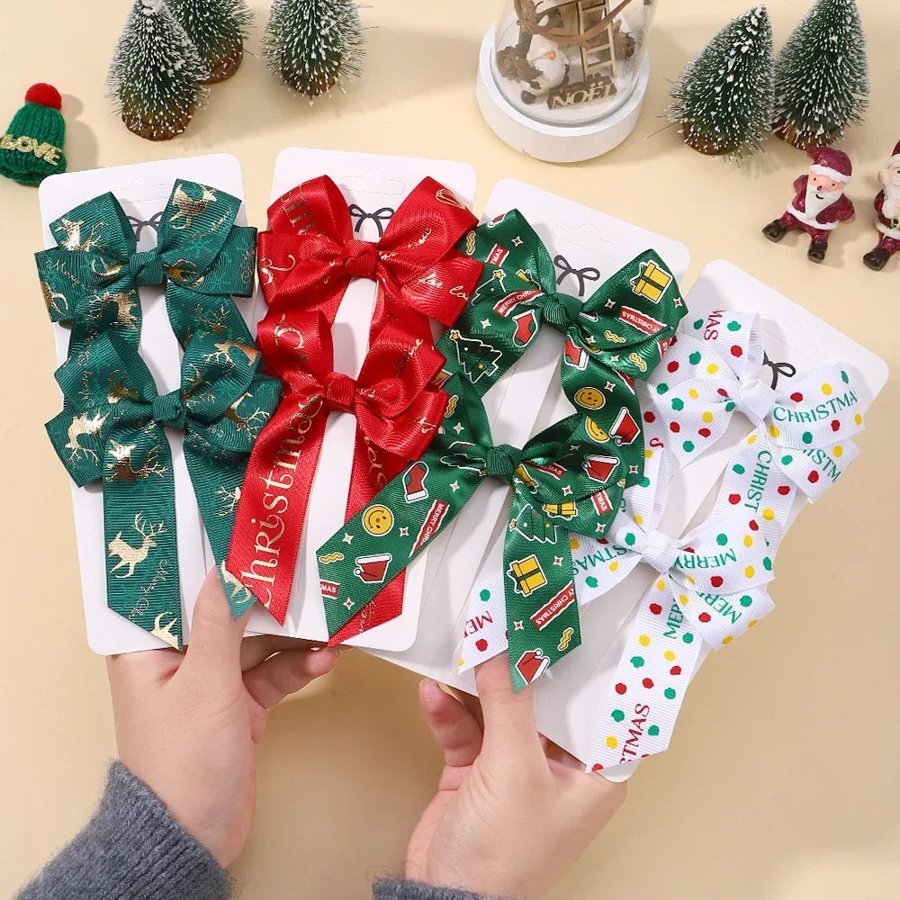 Christmas Hairclip New Year Party Hair Bows for Baby Girl Hair X'mas Santa Deer Decorations Kids Hairpins Hair Accessories Gifts