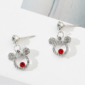 1pair Disney Mickey Mouse Luxury With Zircon Ear Studs Earrings for Women Ear Accessories Gifts