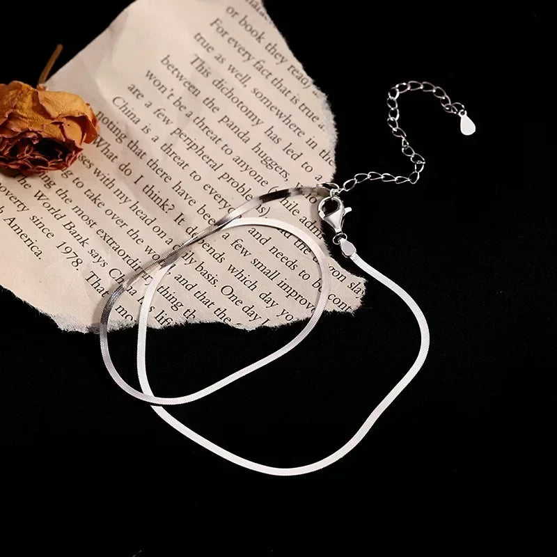 Sterling silver clavicle chain necklace for women snake bone chain charm choker boho fashion jewelry gift trendy accessories