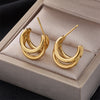 DIEYURO 316L Stainless Steel Round Wide Hoop Earrings For Women Fashion Gold Color Girls Body Jewlery Party Gift Bijoux серьги