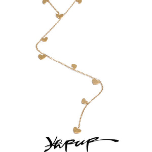 Yhpup Thin Stainless Steel Long Heart Lover Drop Chain Bib Necklace Stain Less Metal Tarnish Resistant Attractive Charm Jewelry