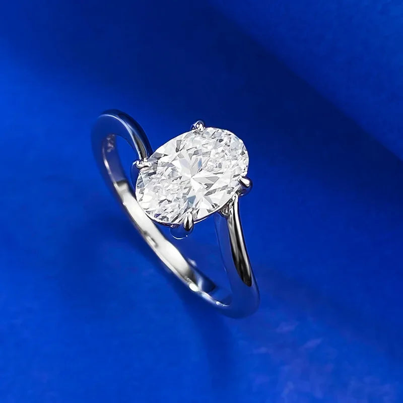 S925 Silver Simulated Diamond Cutting 6 * 9 Oval Ring for Women's Simple and Elegant Diamond Ring gift Jewelry