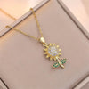 Stylish and Beautiful Rhinestone Sunflower Pendant Necklace and Earrings Set Women's Necklace Perfect Gift for Girls Ladies