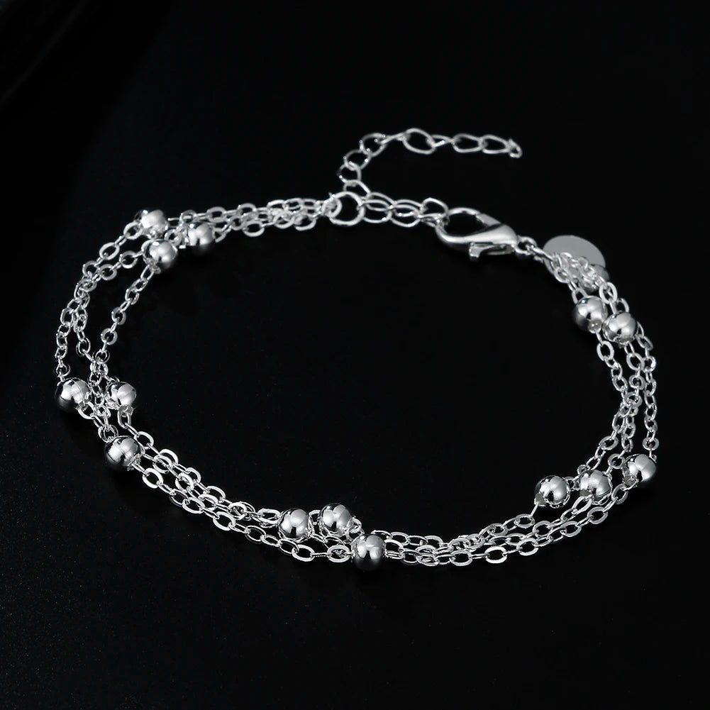 Hot luxury designer 925 sterling silver Tassel beads Bracelets necklaces for women Fashion original jewlery sets party wedding