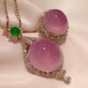 Natural Ice seed Jade Chalcedony Violet colour Large Jewelry Sets Romantic and Creative Sweet Wedding Engagement Necklace Ring