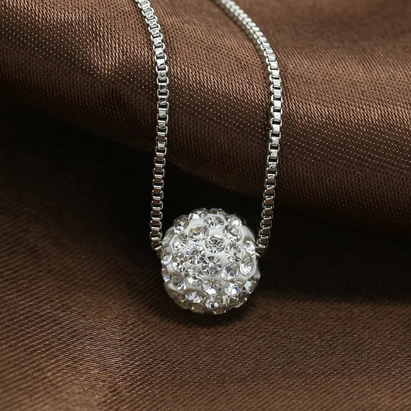 Crystal ball multicolor shambhala ball dangle pendant necklace for women initial necklace colgantes mujer moda boho jewelry gift