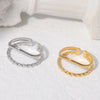 Stainless Steel Double Layers Geometric Rings for Women Girls Gold Color Fashion Open Rings Wedding Party Jewelry Gifts 2023 New