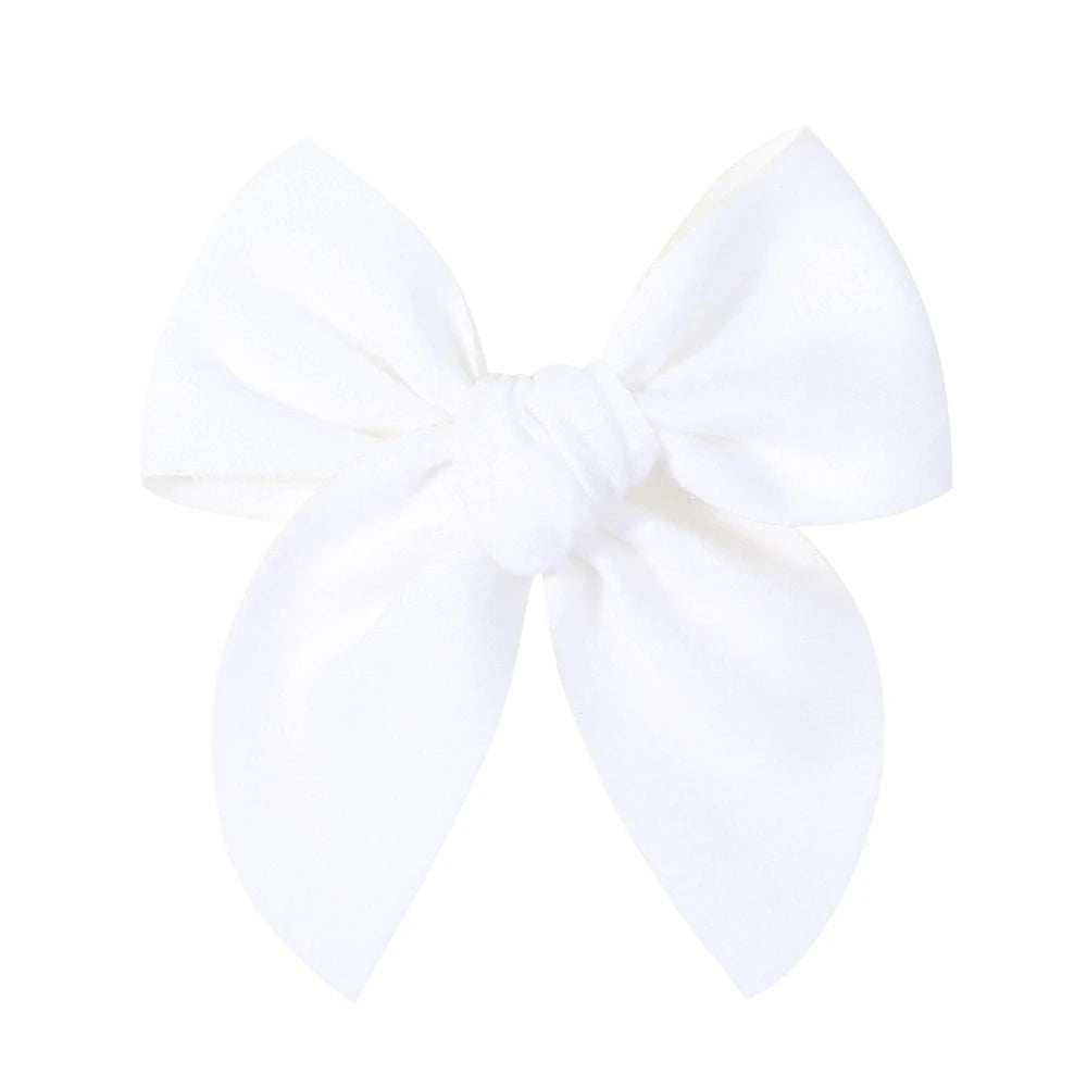 20Colors 5Inch Solid Cotton Bow With Safety Hairpin For Girl Hair Bows Handmade Bowknot Hair Clip Headwear Kids Hair Accessories
