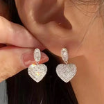 Load image into Gallery viewer, Huitan Sparkling Heart Drop Earrings for Women Luxury Noble Wedding Bridal Jewelry Brilliant Ear Accessories for Engagement Gift
