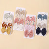 4Pcs/Set Lovely Bowknot Clips Hairpins Baby Girl Fresh Pastoral Style Hairclips Hair Accessories Kids Print Hollow Hairgripe