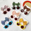 2Pcs/set Kids Summer Round Sunglasses Bows Headband Gift Sets Children Lovely Glasses Protection Hair Accessories for Girls
