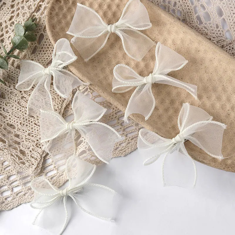 6Pcs White Lace Bow Hair Clips For Baby Girls Lovely Bowknot Hairpin Barrettes Kids Hairgrips Korean Headwear Hair Accessories