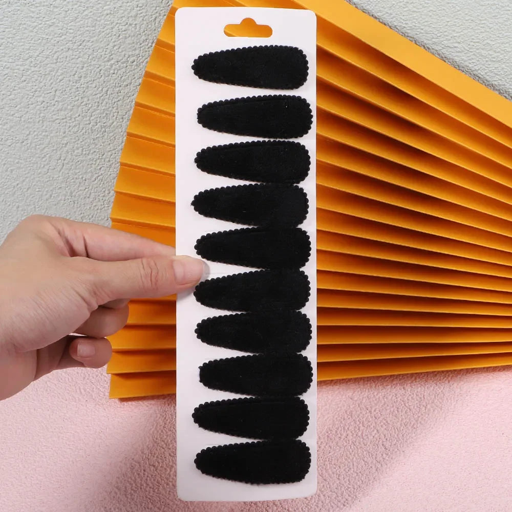 10Pcs/Set Cute Women Solid Plush Snap BB Clip for Girls Hairpin Barrettes Hair Clips Headwear Kids Hair Accessories Wholesale