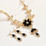 Load image into Gallery viewer, 3 Pcs Fashion Jewelry Set Luxurious Rhinestone Crystal Flower Earrings Elegant Women's Banquet Wedding Accessories Necklace Set
