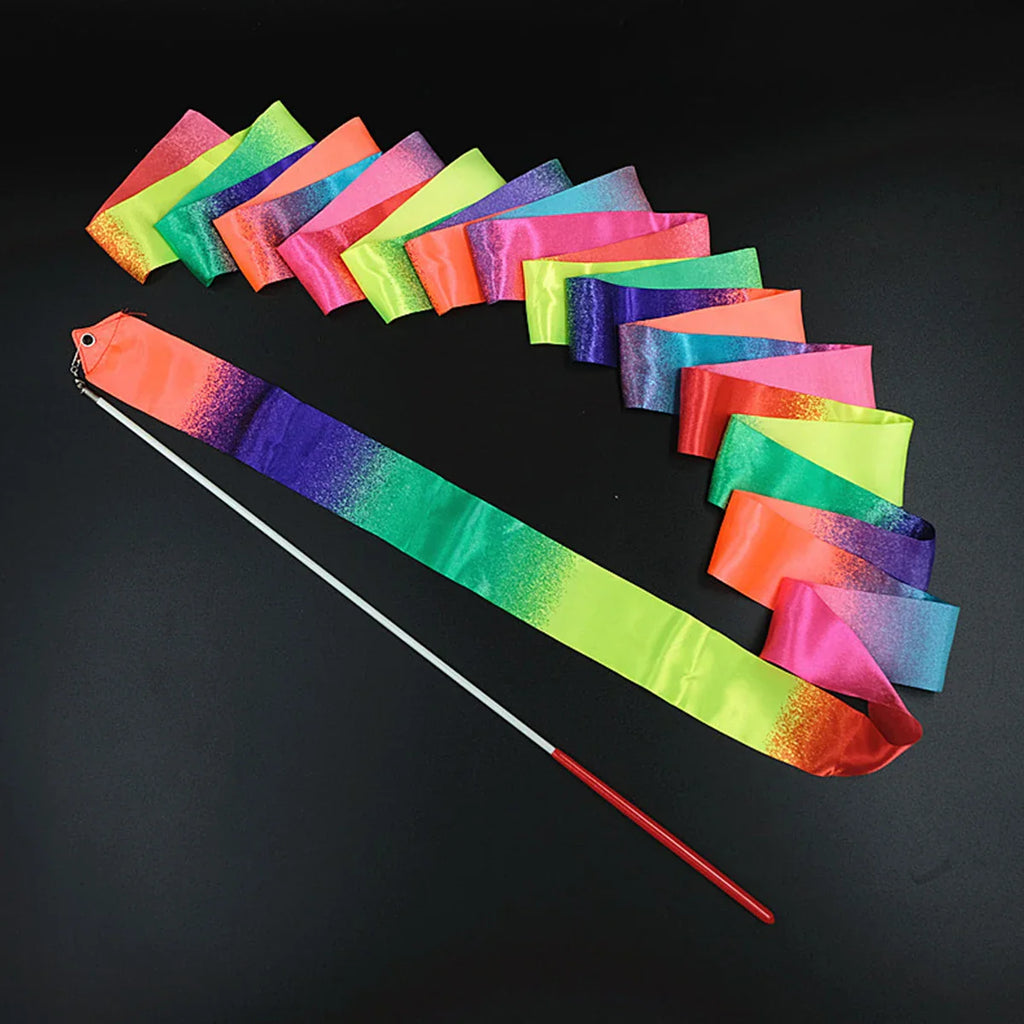 2M Children's Sports Ribbon Rainbow Ribbon Artistic Gymnastics Band Cheerleading Dance Gradient Colorful Ribbon Entertainment