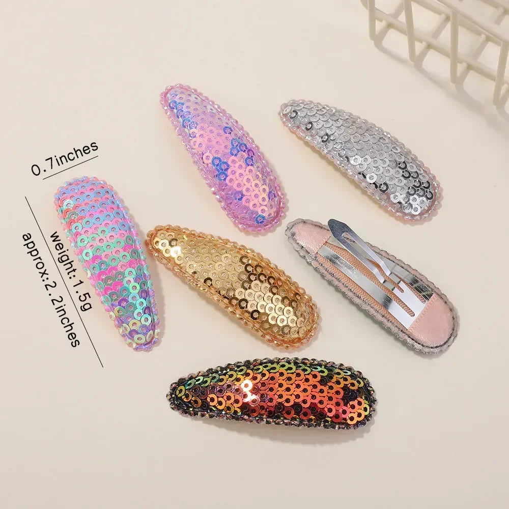 10Pcs/Set Gradient Sequins Metal BB Clips Hair Clips for Kids Handmade Solid Color Hairpins Barrettes Girl Hair Accessories Sets