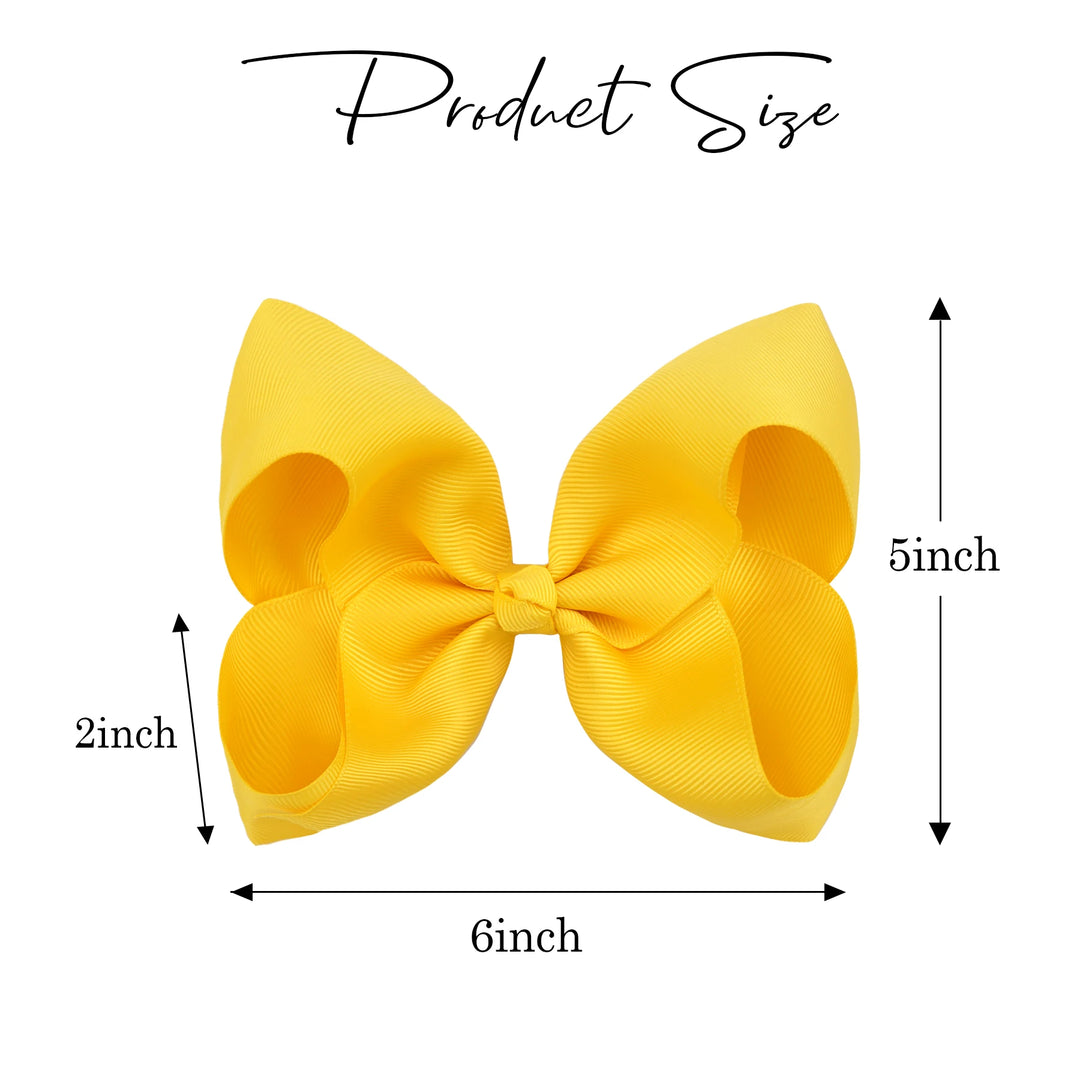 2Pcs/lot 6''Solid Color Grosgrain Ribbon Bows Hair Clips For Cute Girls Large Handmade Hairpins Barrettes Kids Hair Accessories