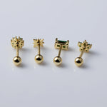 Load image into Gallery viewer, CCFJOYAS 1 pair of 925 Sterling Silver Green Zircon Gold Stud Earrings Women Piercing Clips Wedding Crystal Jewelry Wholesale

