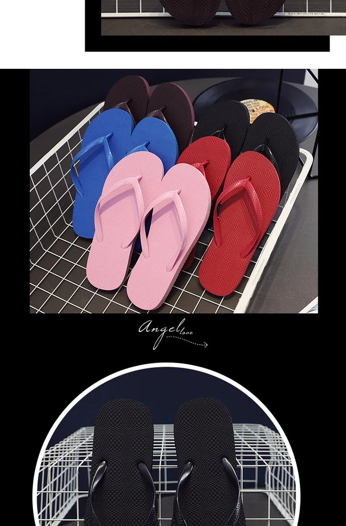 2023 New Women Summer Beach Slippers Solid Color Non-slip Couple Leisure Outdoor Women Flip Flops Breathable Beach Sandals Women