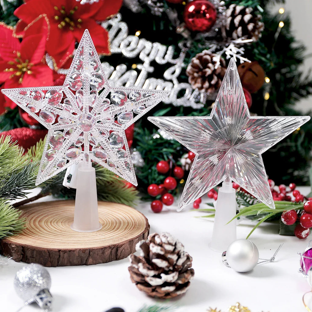 Merry Christmas Decoration LED Star Light Christmas Tree Pendant Ornaments for Home Decor Navidad New Year 2025 Gift Accessory