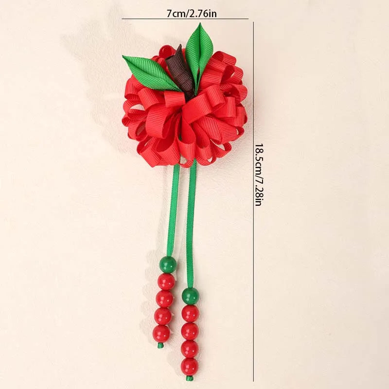 ncmama 2Pcs Ribbon Flower Hair Clips Back To School Hair Accessories Cute Teens Girls Tassel Pendant Hairpin Kids Headwear Gifts