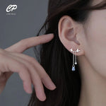Load image into Gallery viewer, New Korean Silver Color Butterfly Blue Water Drop Tassel Earrings For Women Fashion Creative Light Luxury Elegance Party Jewelry
