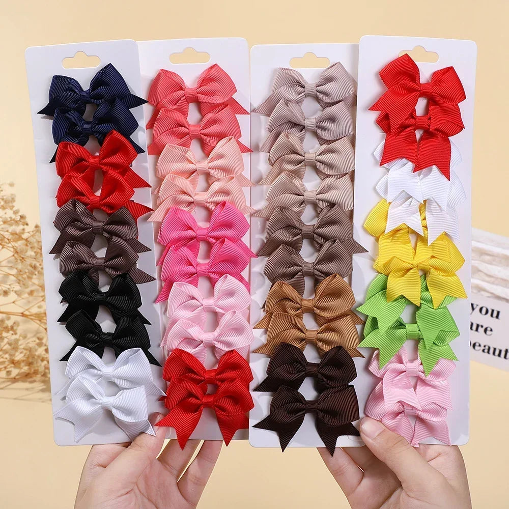 10Pcs/Set Cheer Bow Solid Ribbon Hair Clips Pin for Girl Handmade Bows Hairpin Barrettes Children Headwear Kids Hair Accessories