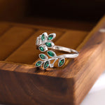 Load image into Gallery viewer, Wedding Anniversary Fashion 925 Sterling Silver Emerald Fine Jewelry Open Rings For Women Bague LR294
