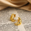 Gold Color Texture Sleek Metal Moon Small Stud Earrings Stainless Steel Banana Shape Earring Waterproof Trendy Jewlery Wholesale