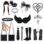 Load image into Gallery viewer, Wednesday Addams Accessories Girls Carnival Costumes Necklaces Hair Accessories Gloves Bag Crowns for Kids Girl
