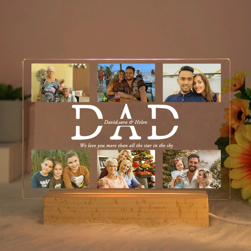 Custom Acrylic Lamp Personalized Photo Text Bedroom Night Light for MOM DAD LOVE Friend Family Day Wedding Birthday Gift Present