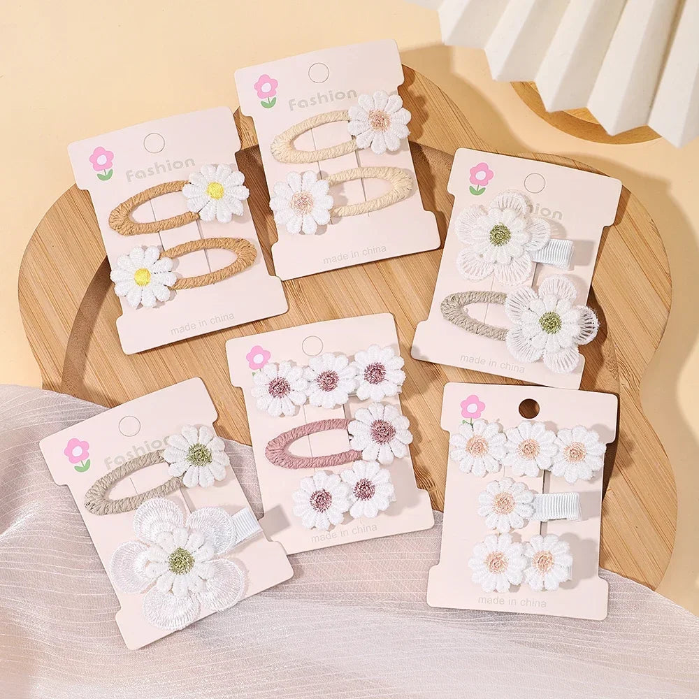 1pcs Ins Daisy Flower Hair Clips Baby Girl Hairpins for Kids Lace White Barette Princess Infant Hair Accessories Wholesale