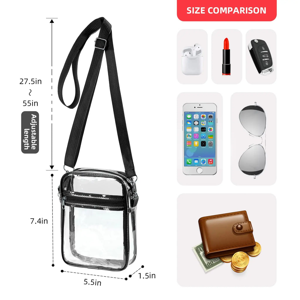 Transparent Crossbody Bags Women Summer All-Match Fashion Clear PVC Handbags Small Simple Zipper Shoulder Bag Purses Phone Bag